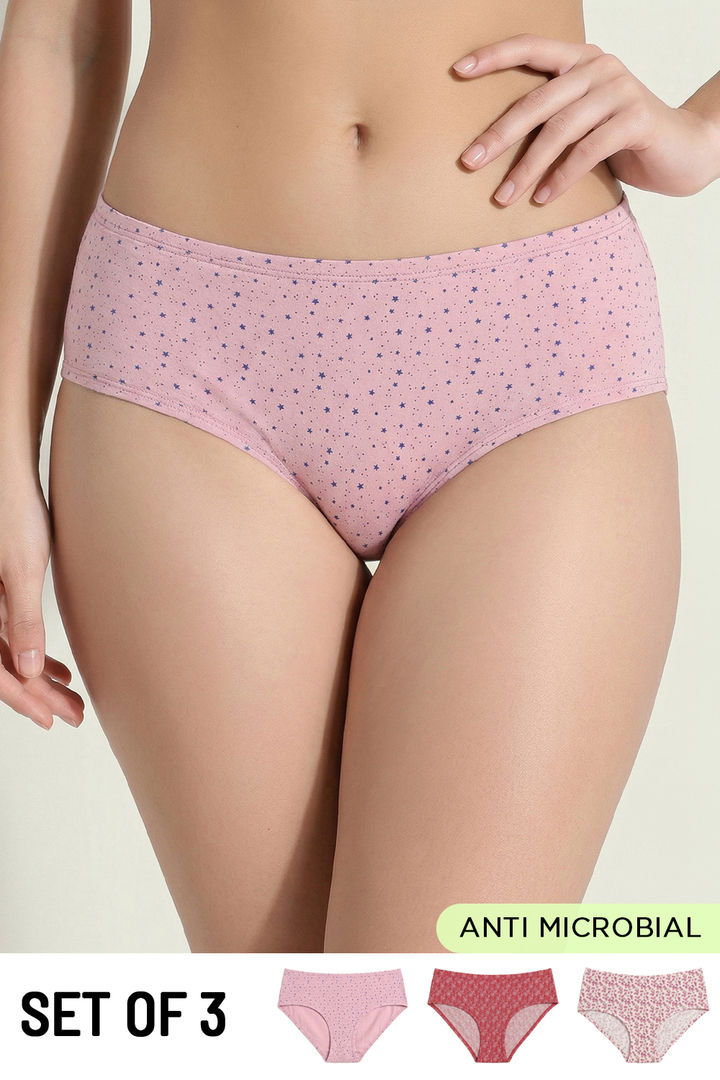 Zivame Low Rise Full Coverage Hipster Panty (Pack of 3) - Multicolor