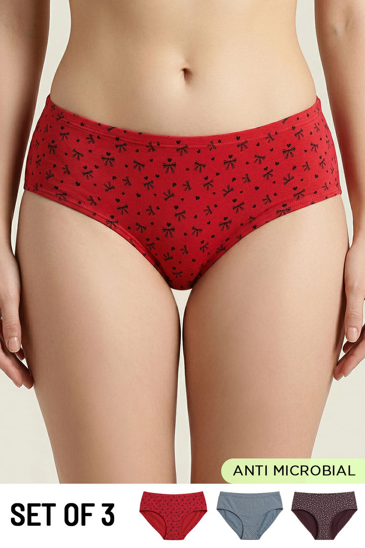 Zivame Low Rise Full Coverage Hipster Panty (Pack of 3) - Multicolor