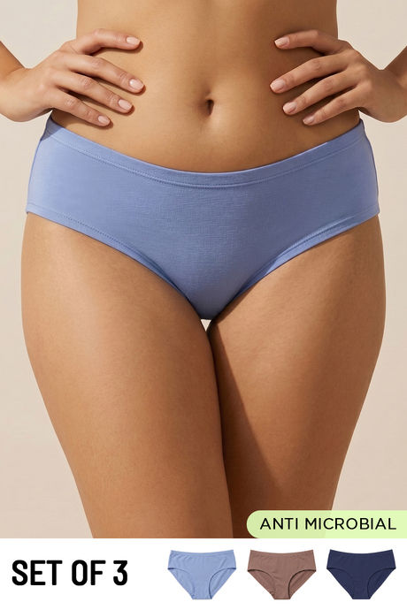 Zivame Low Rise Full Coverage Hipster Panty (Pack of 3) - Multicolor