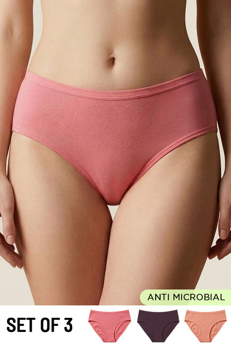 Zivame Low Rise Full Coverage Hipster Panty (Pack of 3) - Multicolor