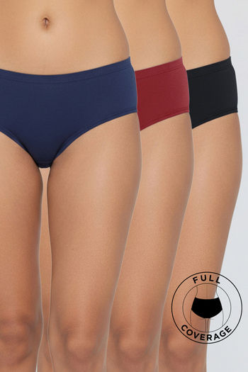 Zivame Low Rise Full Coverage Hipster Panty (Pack of 3) - Multicolor