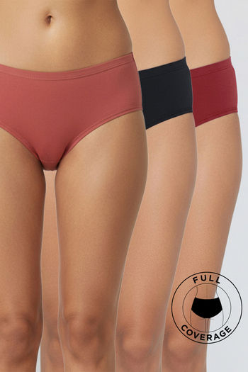 Zivame Low Rise Full Coverage Hipster Panty (Pack of 3) - Multicolor