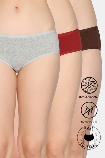 Zivame Low Rise Full Coverage Hipster Panty (Pack of 3) - Multicolor