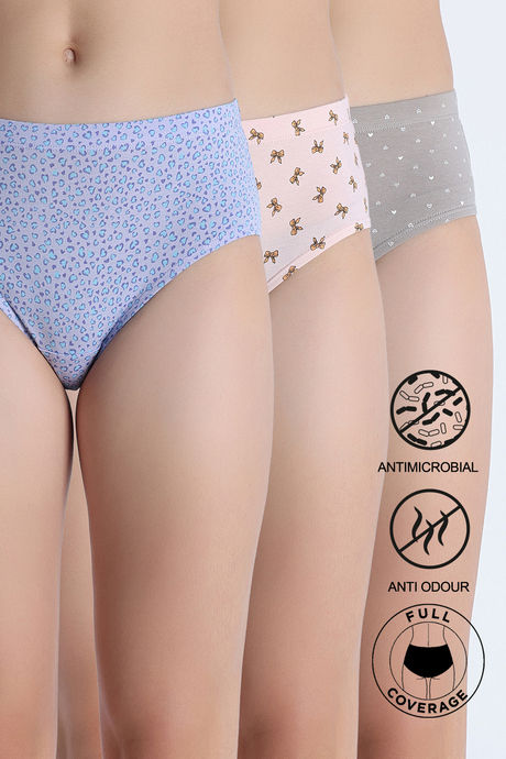 Zivame Regular Rise Full Coverage Hipster Panty (Pack of 3) - Multicolor