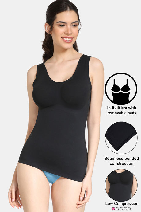 Women's Compression Camisole with Built in Removable Bra Pads Body