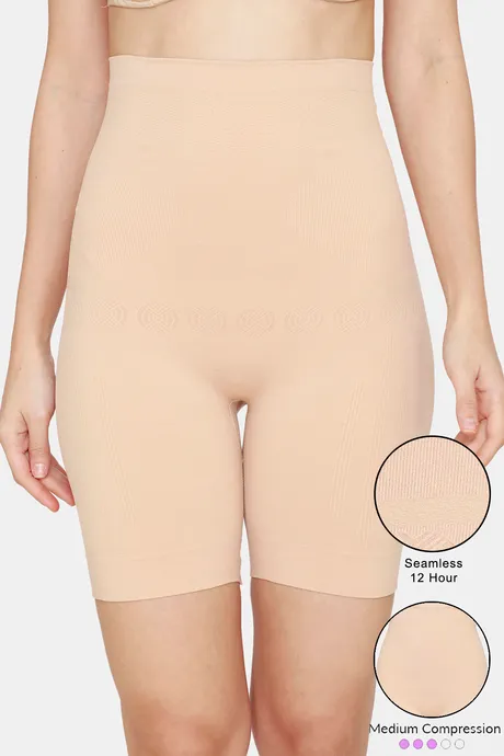Buy Zivame All Day Midwaist Seamless Thigh Shaper - Black at Rs.597 online