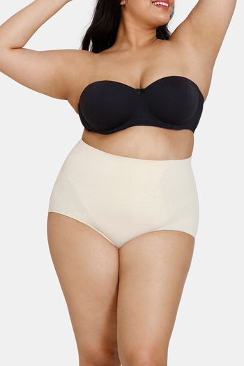 Plus Size White Light Control High Waisted Full Briefs