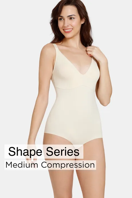 Buy Zivame All Day Light Weight Shaping Bodysuit With Legs - Oyster White  at Rs.1497 online