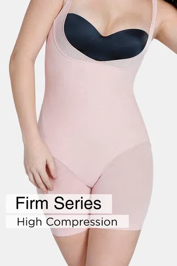 Zivame High Compression Short Length Thigh Shaper Bodysuit Sepia Rose