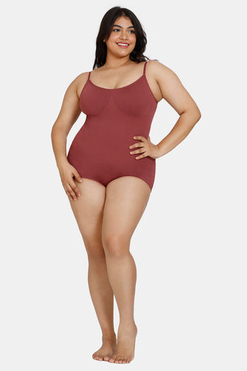 Buy Zivame All Day Seamless Knee Length Bodysuit for Women - Wild Ginger  Brown at