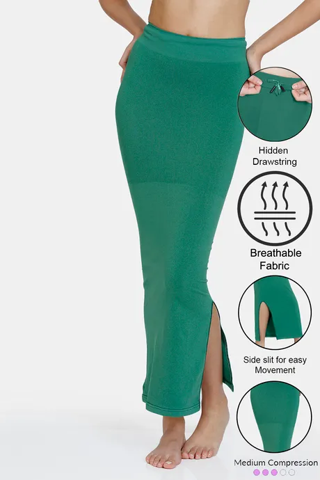 Buy Zivame All Day Seamless Mermaid Saree Shapewear With Removable Drawcord  - Green at Rs.907 online