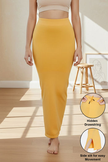 Buy Zivame All Day Seamless Mermaid Saree Shapewear With Removable Drawcord - Mustard