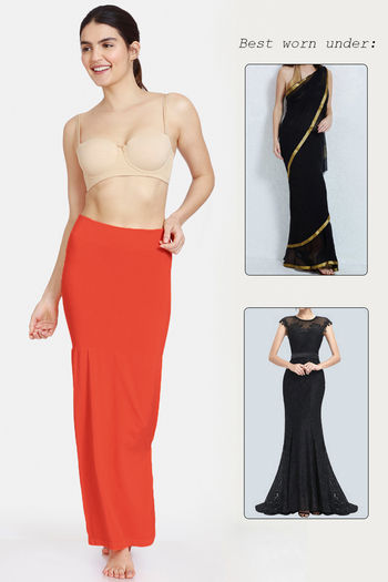 Buy Zivame All Day Seamless Mermaid Saree Shapewear With Removable Drawcord  - Orange at Rs.907 online