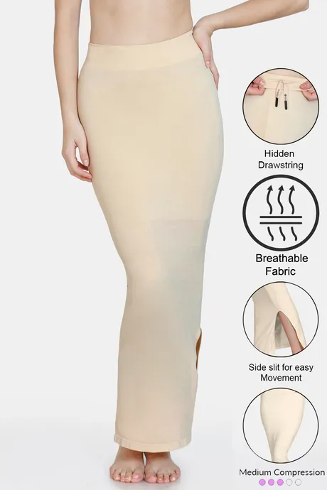 Buy Saree Shapewear Petticoat with Drawstring in Skin Colour