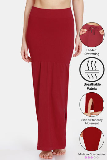 Zivame All Day Seamless Mermaid Saree Shapewear With Removable Drawcord - Tango Red2