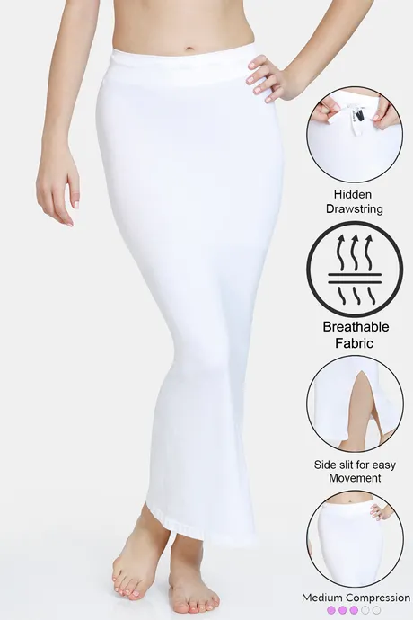 Buy Zivame All Day Seamless Mermaid Saree Shapewear With Removable Drawcord  - White at Rs.907 online
