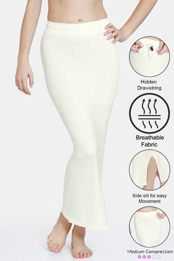 Buy Zivame Seamless All Day Mermaid Saree Shapewear With Removable Drawcord - White1