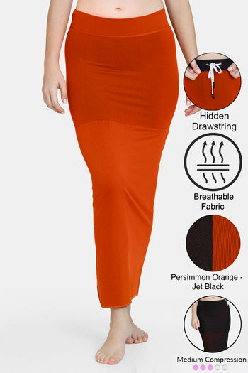 Buy Zivame All Day Flared Mermaid Reversible Saree Shapewear - Persimmon Orange N Jet Black