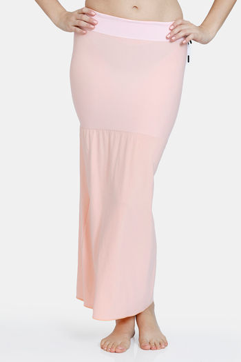 MOOMA Saree Shapewear for Women Petticoat 4-Way Strechable Peach - Mooma