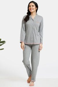 Buy Zivame Must Haves Knit Cotton Blend Pyjama Set - Grey