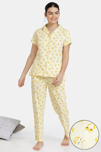 Buy Zivame Must Haves Knit Cotton Pyjama Set - Yellow