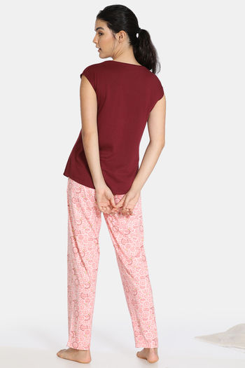 Zivame Must Haves Butter-Soft Poly Knit Pyjama Set Pink
