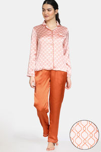Buy Zivame Plum Sangria Satin Pyjama Set - Brown