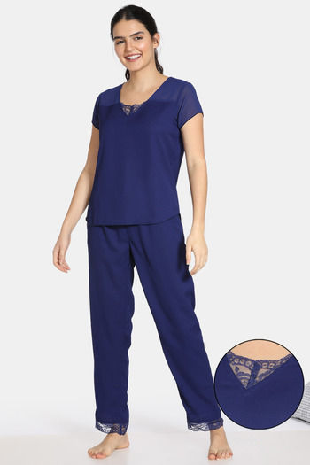 Buy Zivame Bridal Trousseau Polyester Pyjama Set - Navy