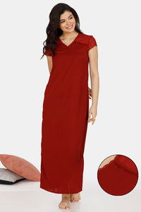 Buy Zivame Bridal Trousseau Polyester Full Length Nightdress - Maroon
