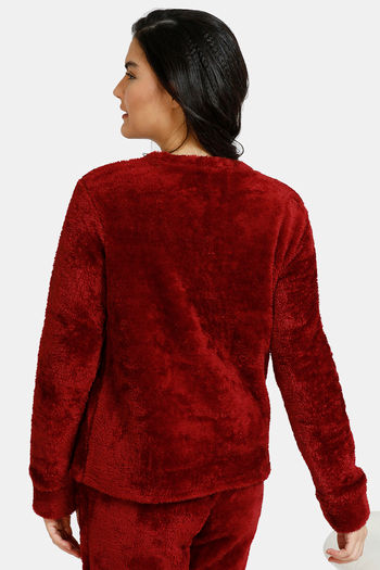 Buy Zivame Fluffy Fur Knit Top - Red at Rs.583 online