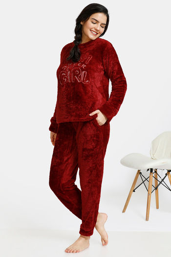 zivame fluffy fur night suit