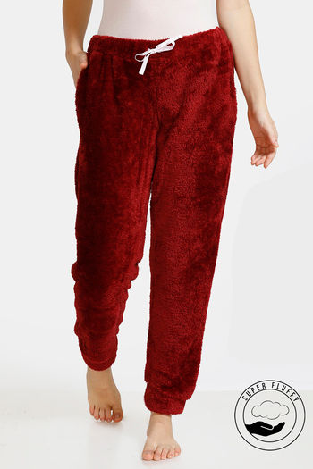 Buy Zivame Fluffy Fur Knit Pyjama Maroon at Rs.558 online