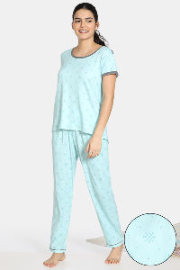 Buy Zivame Nordic Nights Butter-Soft Poly Knit Pyjama Set - Green