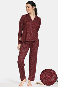 Buy Zivame Starstruck Butter-Soft Poly Knit Pyjama Set - Brown