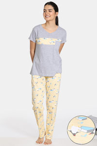 Buy Zivame Arctic Wild Knit Cotton Pyjama Set - Yellow