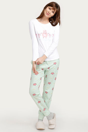 Buy Zivame Crazy Farm Cotton Pyjama Set- Green at Rs.1195 online ...