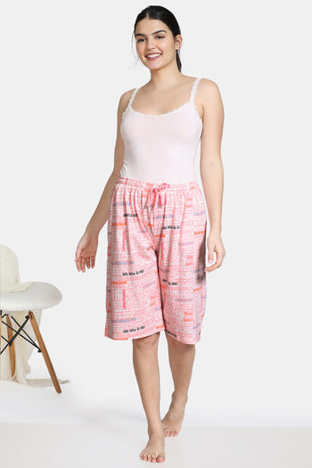 Buy Zivame Fun  Frolic Knit Cotton Bermuda Shorts  Pink at Rs313 online   Nightwear online