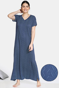 Buy Zivame Paper Town Butter-Soft Poly Knit Full Length Nightdress - Blue