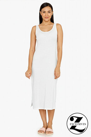 Buy Zivame Knit Cotton Kurti Slip - White