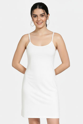 Zivame Knit Cotton Kurti Slip - White
