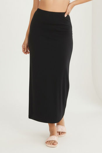 Buy Zivame Knit Cotton Layering Skirt - Black