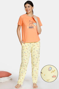 Buy Zivame Crossword Cotton Pyjama Set - Yellow