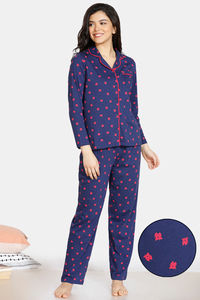 Buy Zivame Pretty Pigs Cotton Pyjama Set - Navy Blue