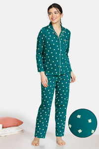 Buy Zivame Pretty Pigs Cotton Pyjama Set - Green
