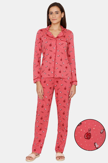 Buy Zivame Queen Bee Antiviral Finish Cotton Pyjama Set - Pink