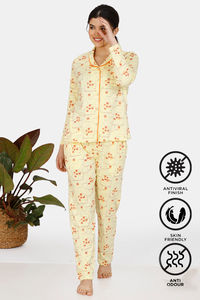 Buy Zivame City Lights Antiviral Finish Cotton Pyjama Set - Yellow