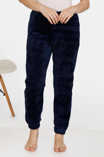 Buy Zivame Fluffy Fur Knit Pyjama - Navy Blue