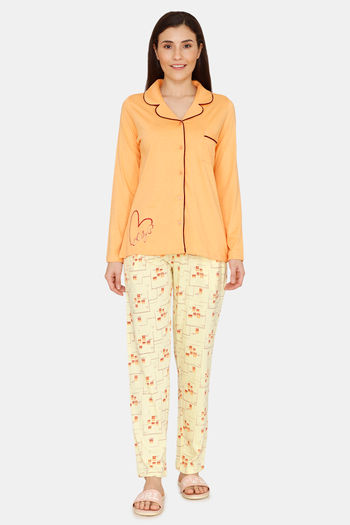 Buy Zivame City Lights Antiviral Finish Cotton Pyjama Set -  Yellow