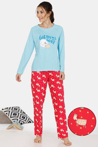 Buy Zivame Crazy Farm Cotton Pyjama Set - Red Blue