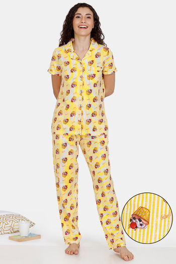 Buy Zivame Sweet Treats Cotton Pyjama Set - Yellow